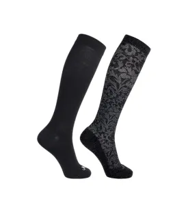 76% Rich Merino Wool Everyday Compression Socks (15-20mmHg) - Floral- 2 Pack