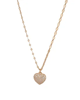 925 Sterling Silver 18Kt Rose Gold Plated Dangling Heart With Cz Pendant And Chain