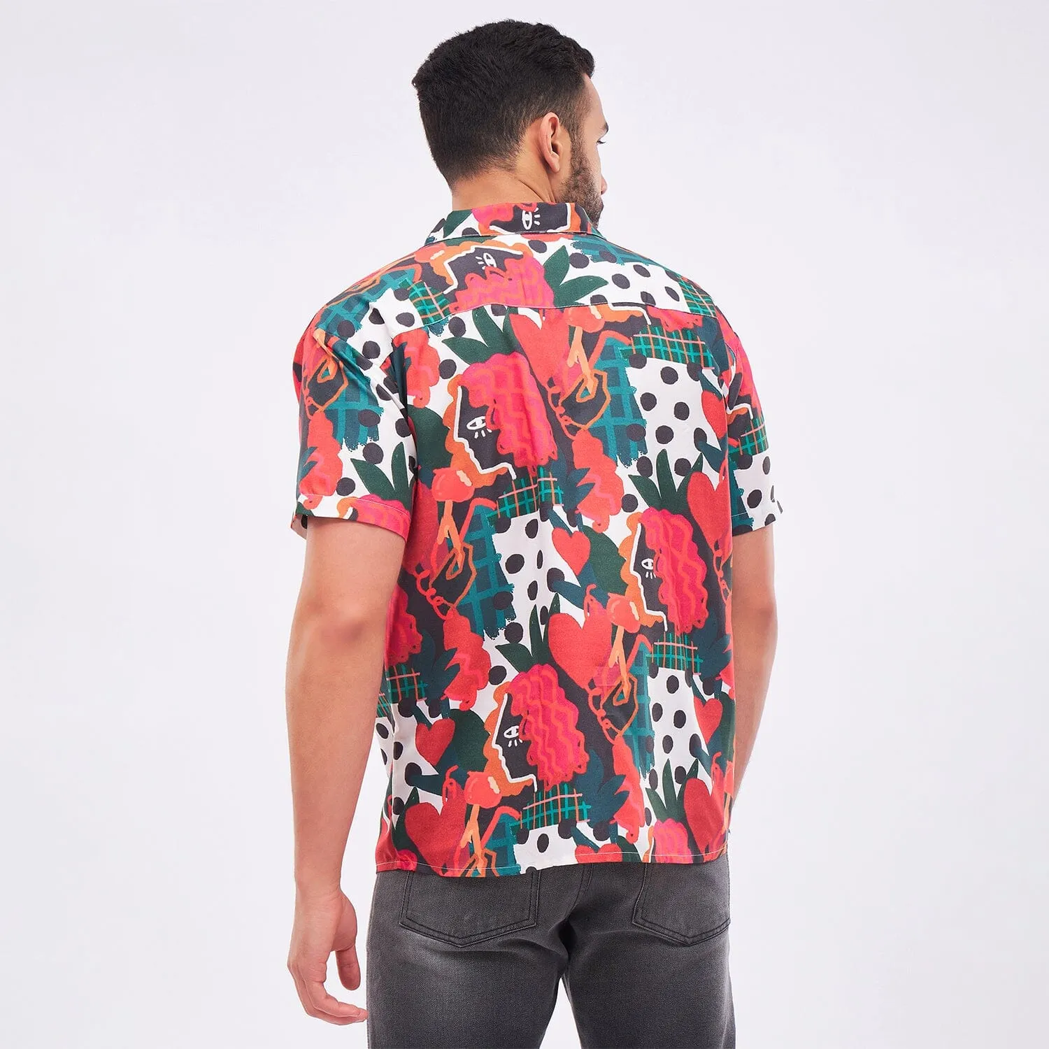 Abstract Faces Cuban Shirt