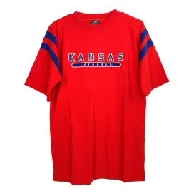 Active Mens Size M Red w/ Blue Kansas KU Jayhawks T-Shirt S/s