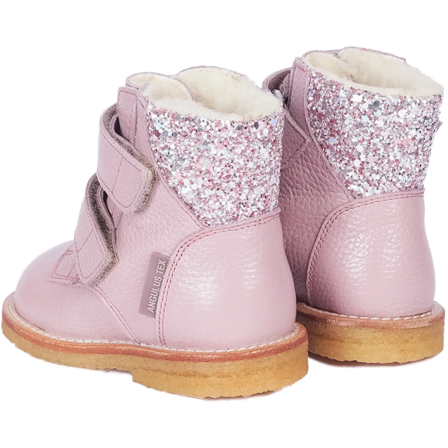 Angulus Mauve/Mauve Glitter Tex-Boot Med Glitter Og Velcro Closure