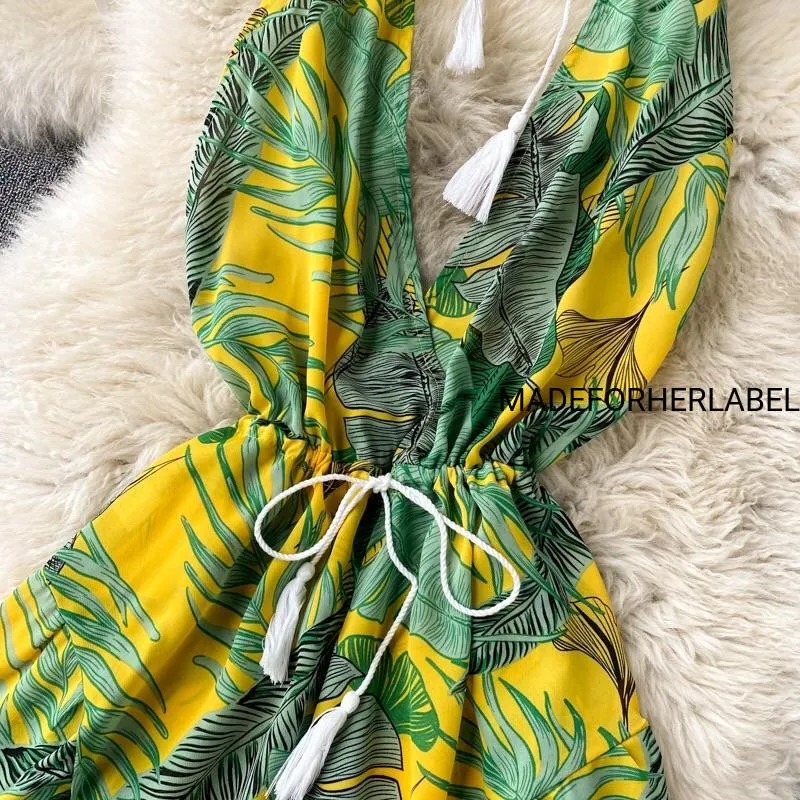 Backless Beachy Printed Romper