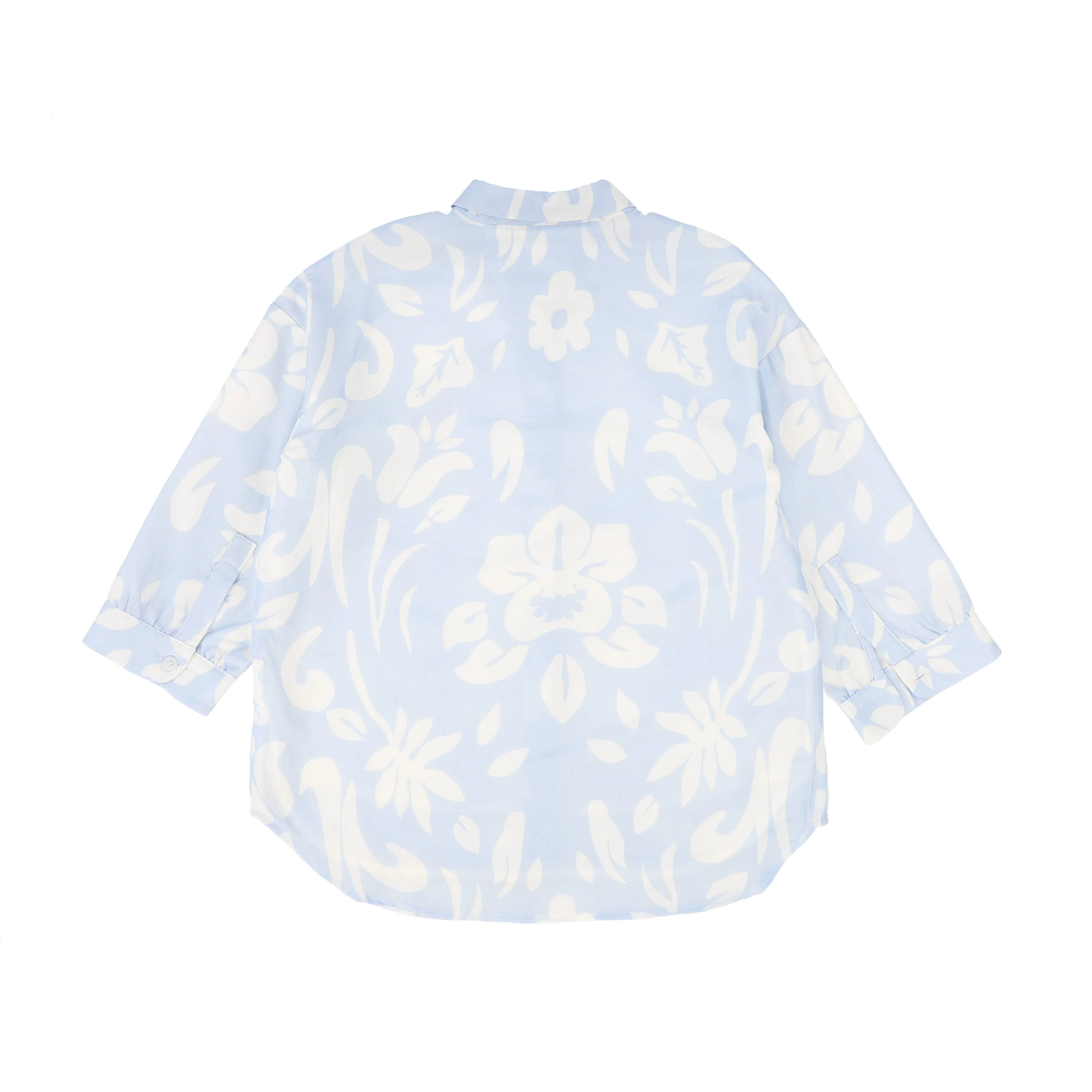 Bamboo Blue Floral-Patterned Blouse [Final Sale]