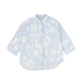 Bamboo Blue Floral-Patterned Blouse [Final Sale]