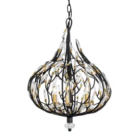 Bask 271P03MBFG 3-Light Crystal Pendant Light - Matte Black/French Gold