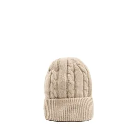 BEIGE BRAIDED BEANIE