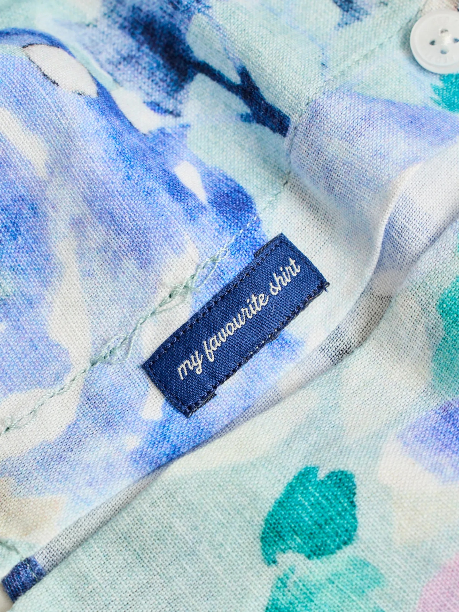 Blue Linen Printed Shirt