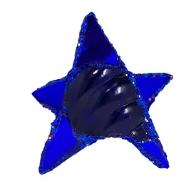 BLUE TEXTURED STAR BROOCH