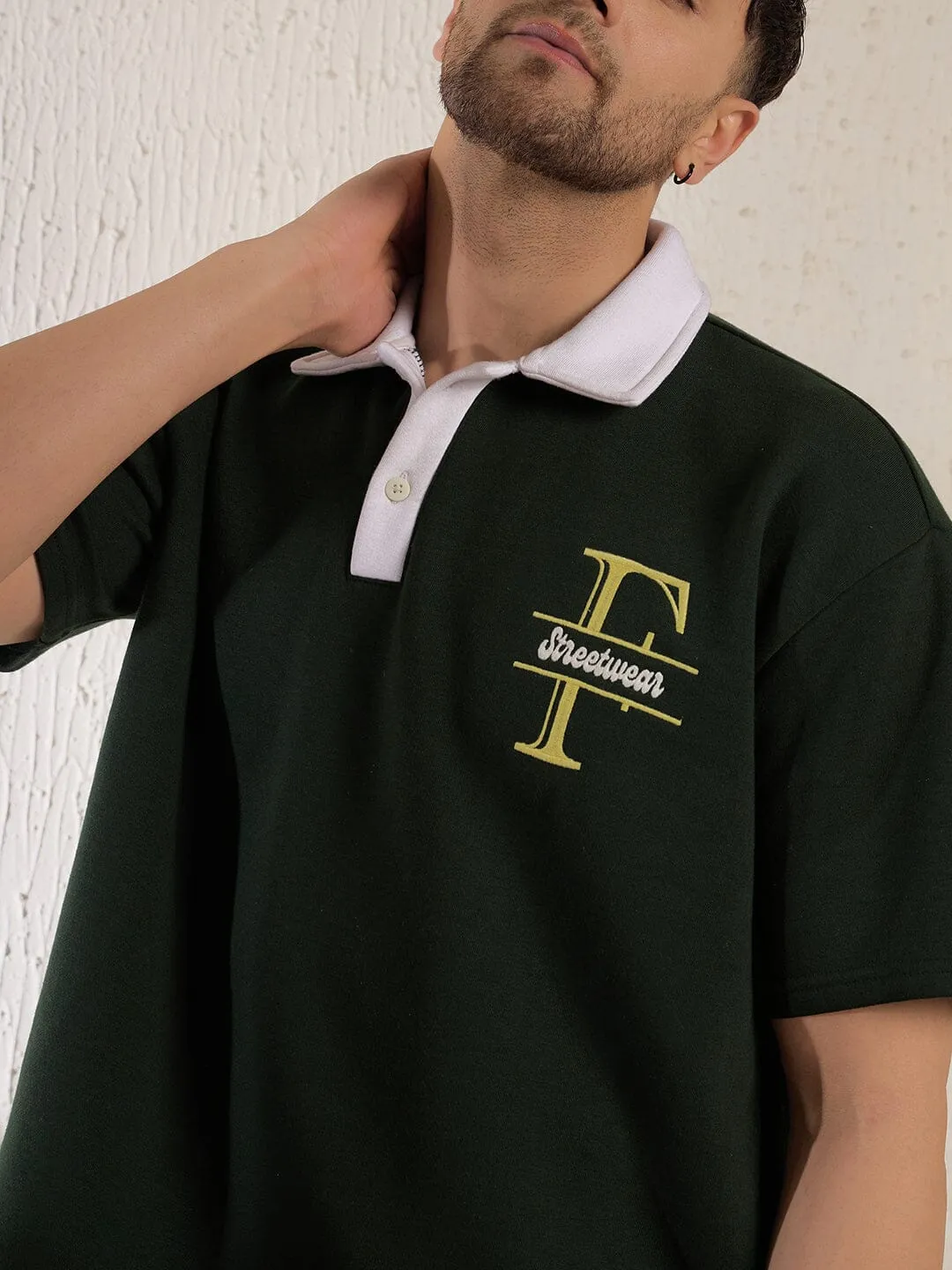 Bottle Green Oversized Polo Tee