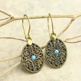 Brass Filagree Earrings with Blue Howlite