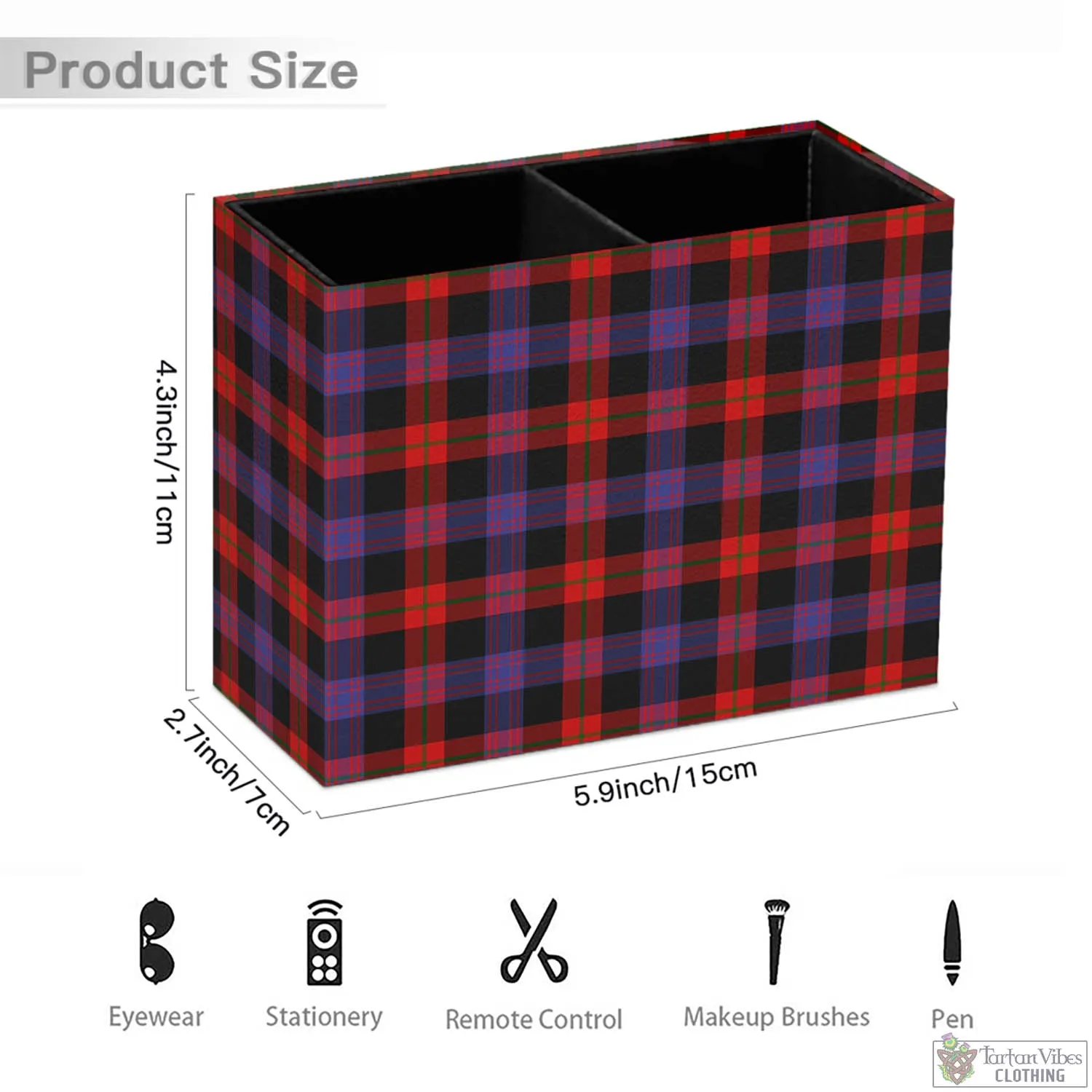 Broun Modern Tartan Pen Holder