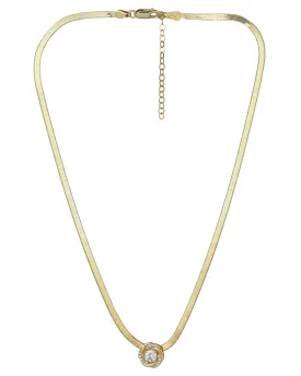 Carlton London 18Kt Gold Plated Classic Solitaire Pendant With Snake Chain