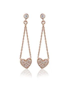 Carlton London 925 Sterling Silver Rose Gold Plated Cz Heart Drop Earring For Women