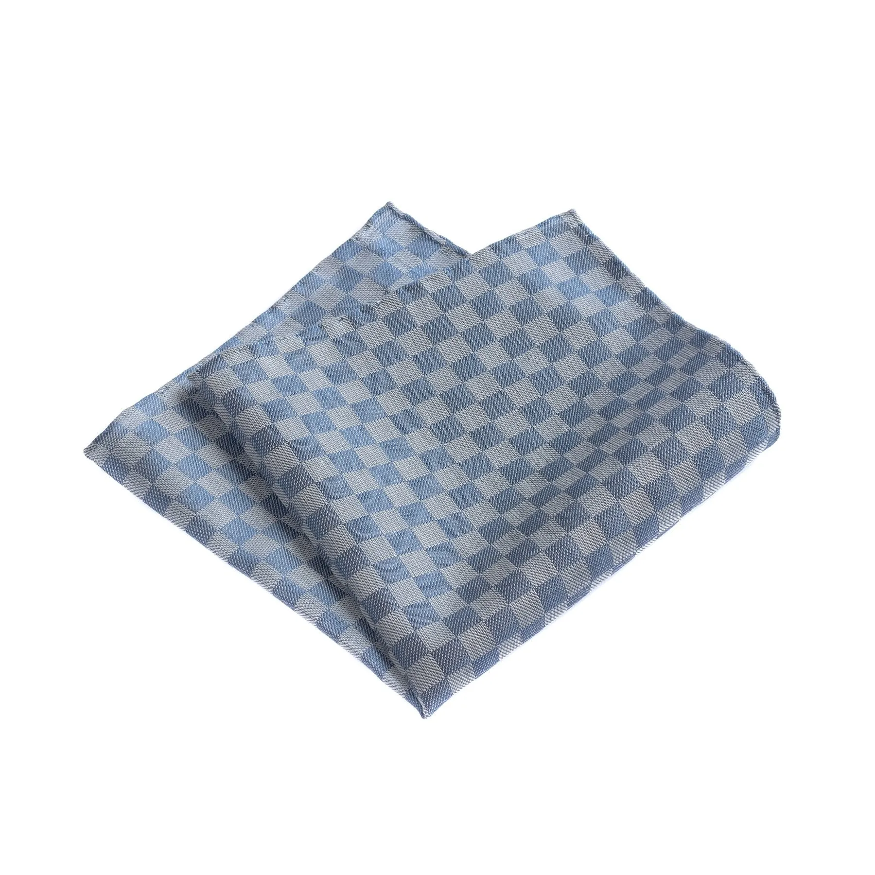 Checked Silk and Cotton-Blend Pocket Square in Ocean Blue