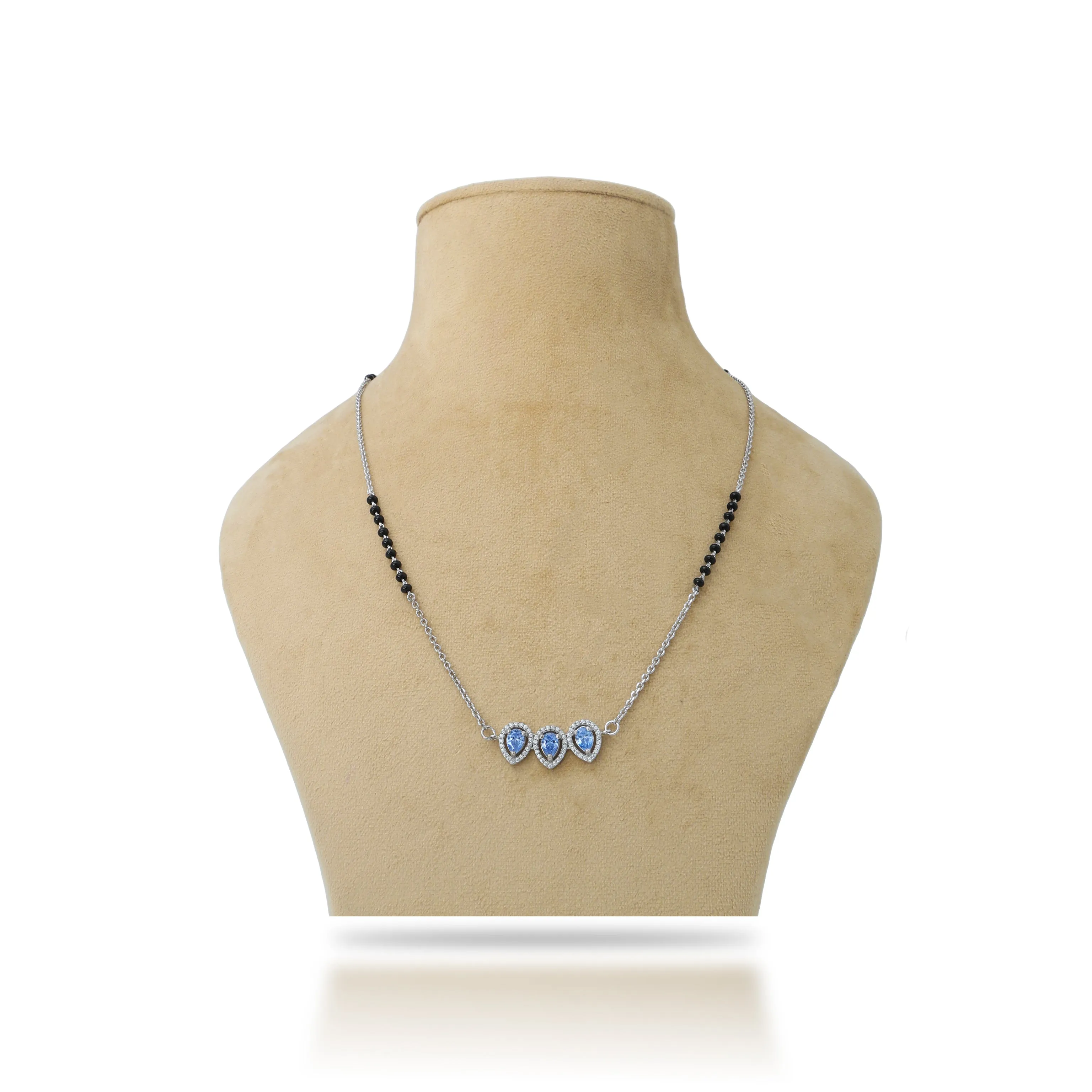 Designer Blue Stone Silver Mangalsutra for Women's