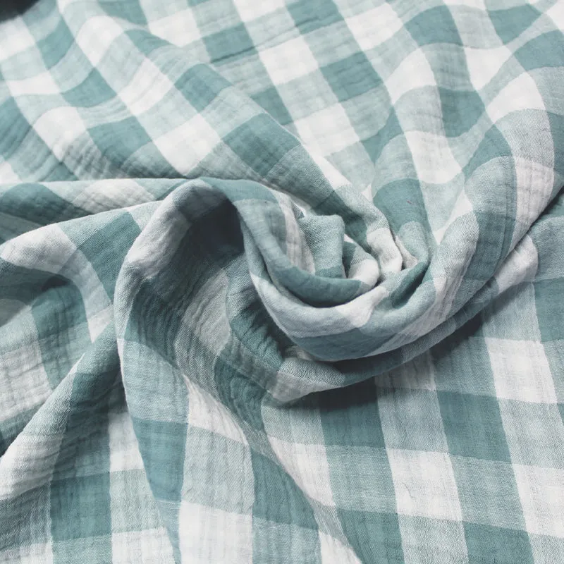 Double Gauze - Reversible - Duck Egg Blue Gingham