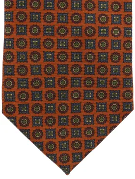 E. Marinella Silk Tie Brown Green Medallions