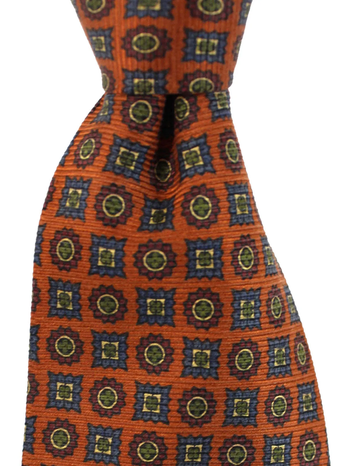 E. Marinella Silk Tie Brown Green Medallions