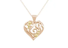 Elvish Heart Pendant, Red Gold with Yellow Gold Droplets