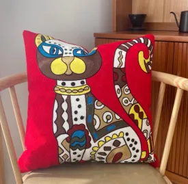 Embroidered Cushion Cover-Big Cat