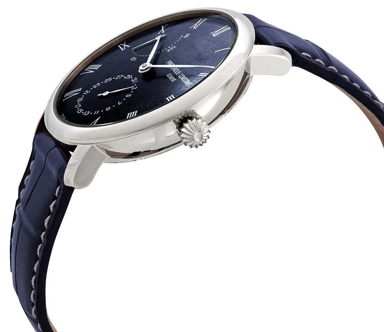 Certainly! Here’s an optimized title for the e-commerce product:

**Frederique Constant Slimline Power Reserve Automatic Mens Watch - Stainless Steel Case, Blue Dial, Blue Leather Strap, Date Function (Model FC-723NR3S6)**