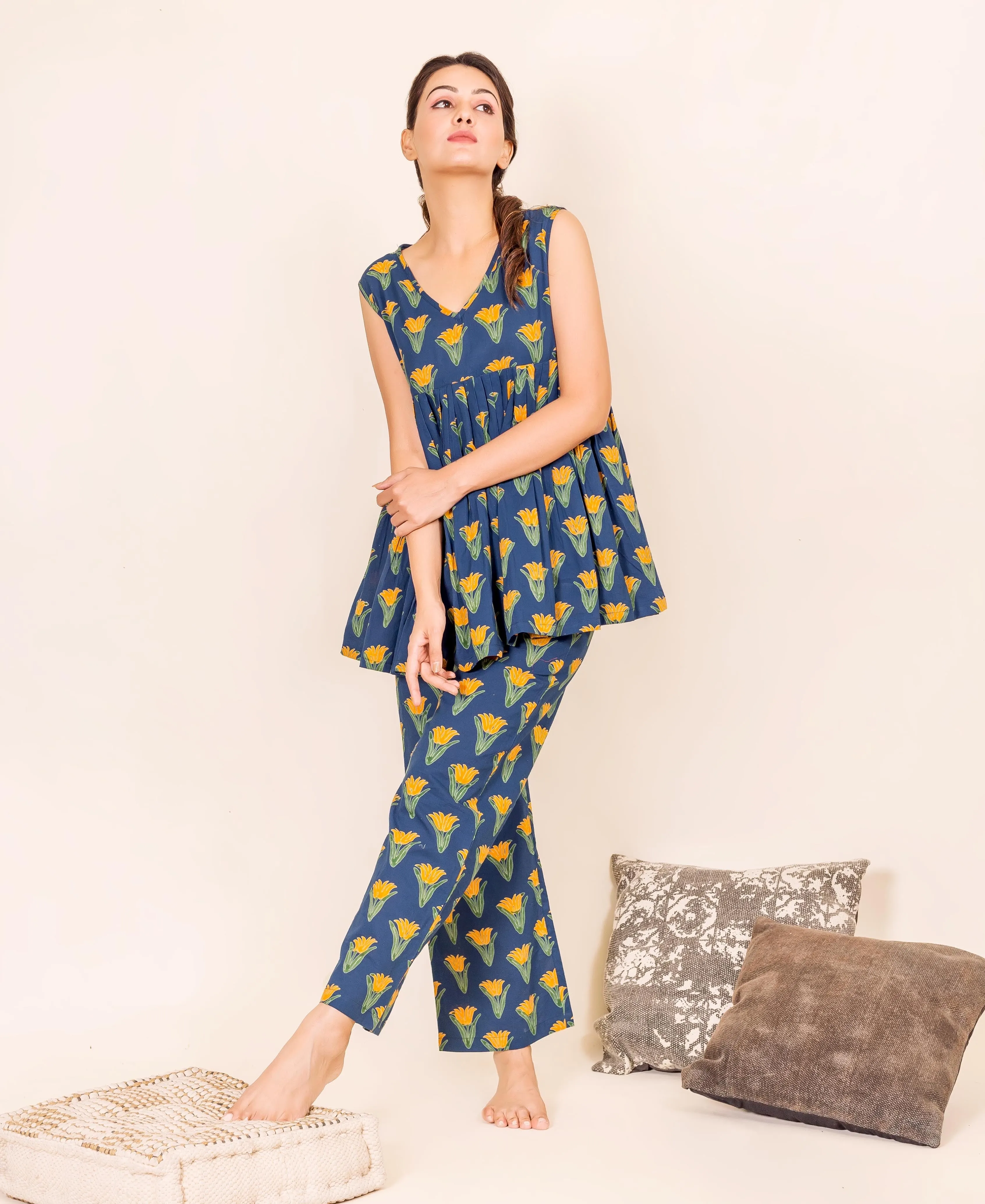 Indigo Pepelum Top and Bottom Home Wear