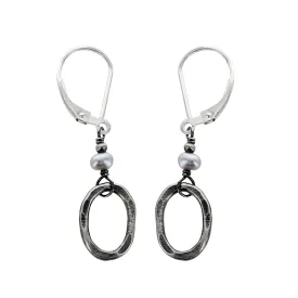 J & I Pearl Oval Hoop Earrings