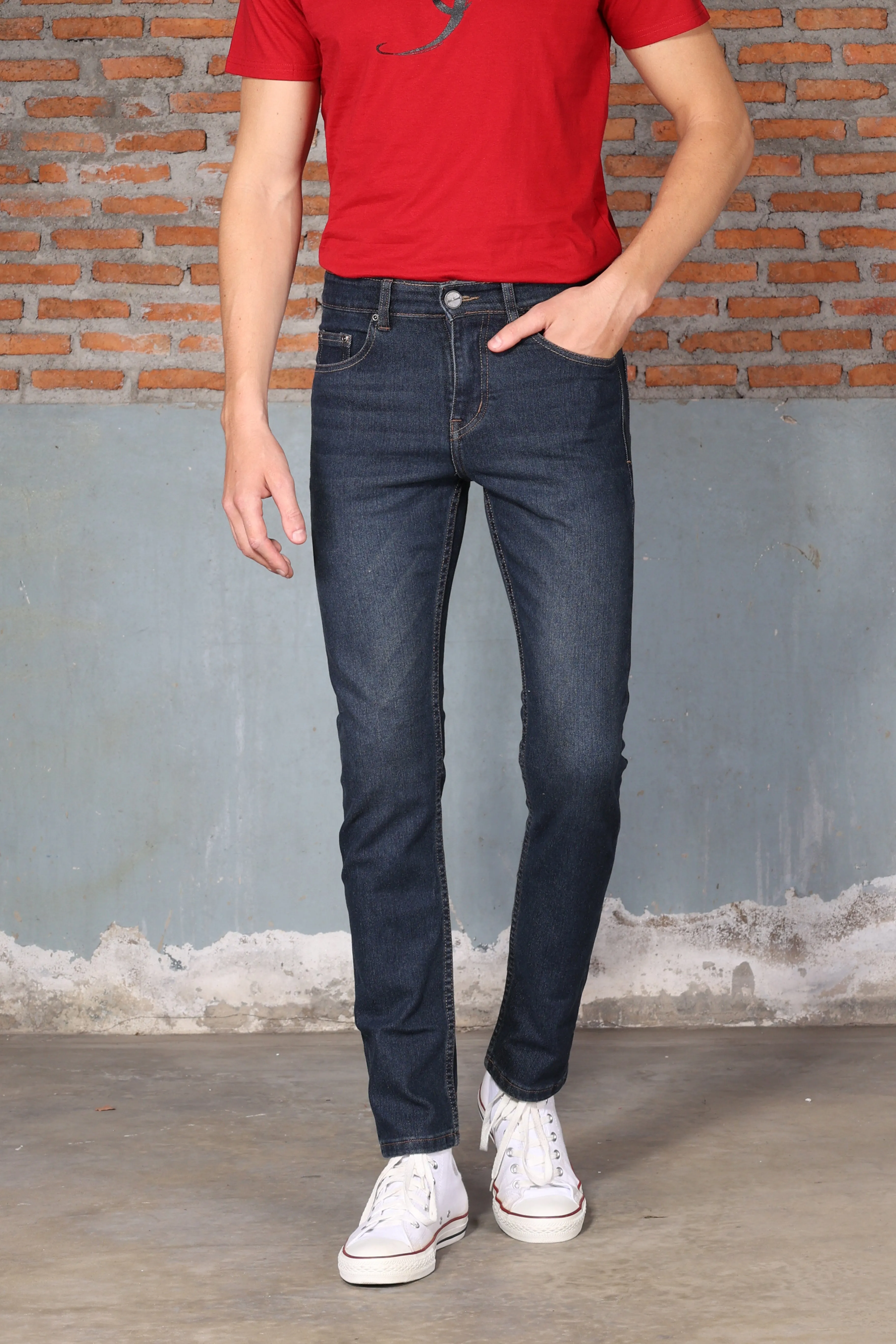 JACK RUSSEL กางเกงยีนส์ SLIM FIT ขากระบอกเล็ก รุ่น J-811  สี Dark Blue กางเกงยีนส์แจ็ครัสเซล