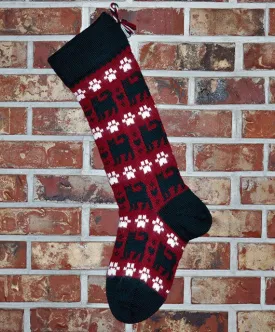 Large Personalizable Knit Wool Christmas Stocking - Cats & Paws