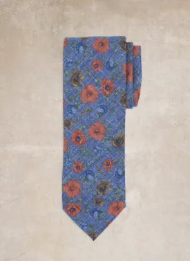 Men's Italian Wool Tie in Printed Navy Flower