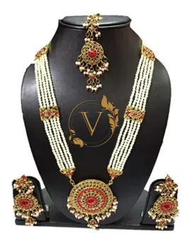 Necklace, Earrings, and Maang Tikka Set