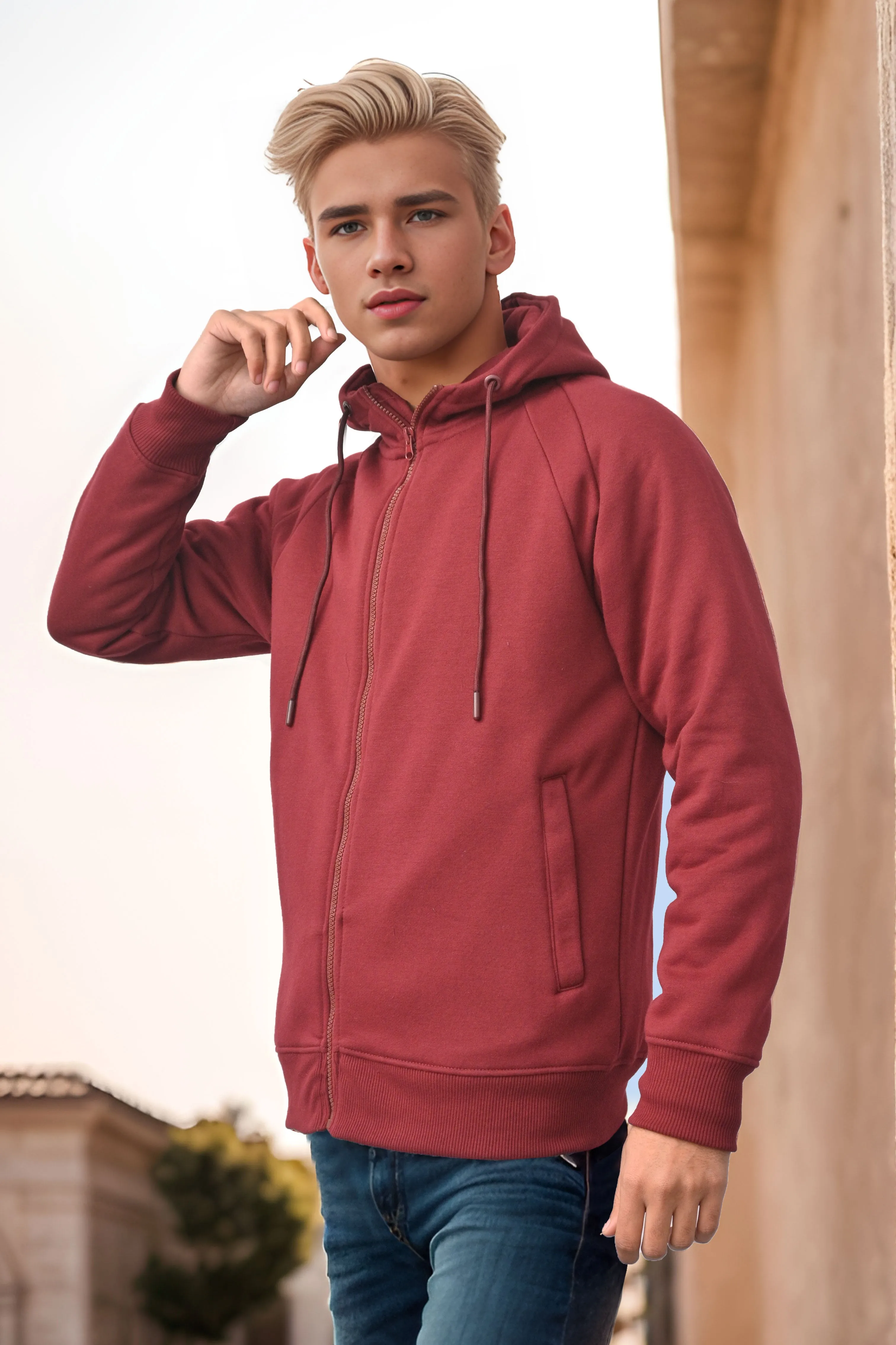 Polo Republica Men's Raglan Fleece Zipper Hoodie