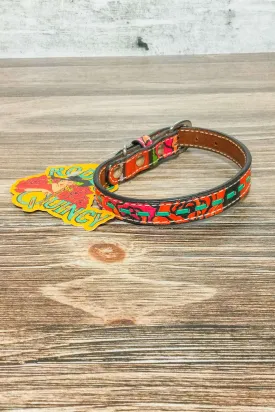 Rodeo Quincy Printed Leather Dog Collar - Floral