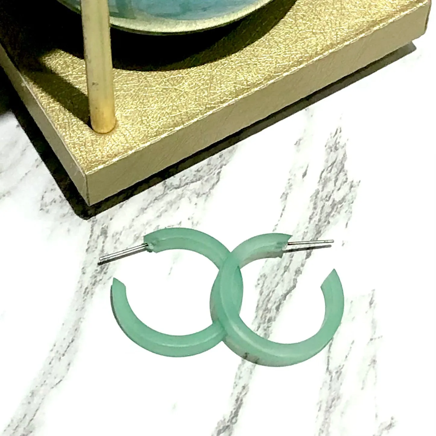 Seafoam Small Classic Hoop Earrings