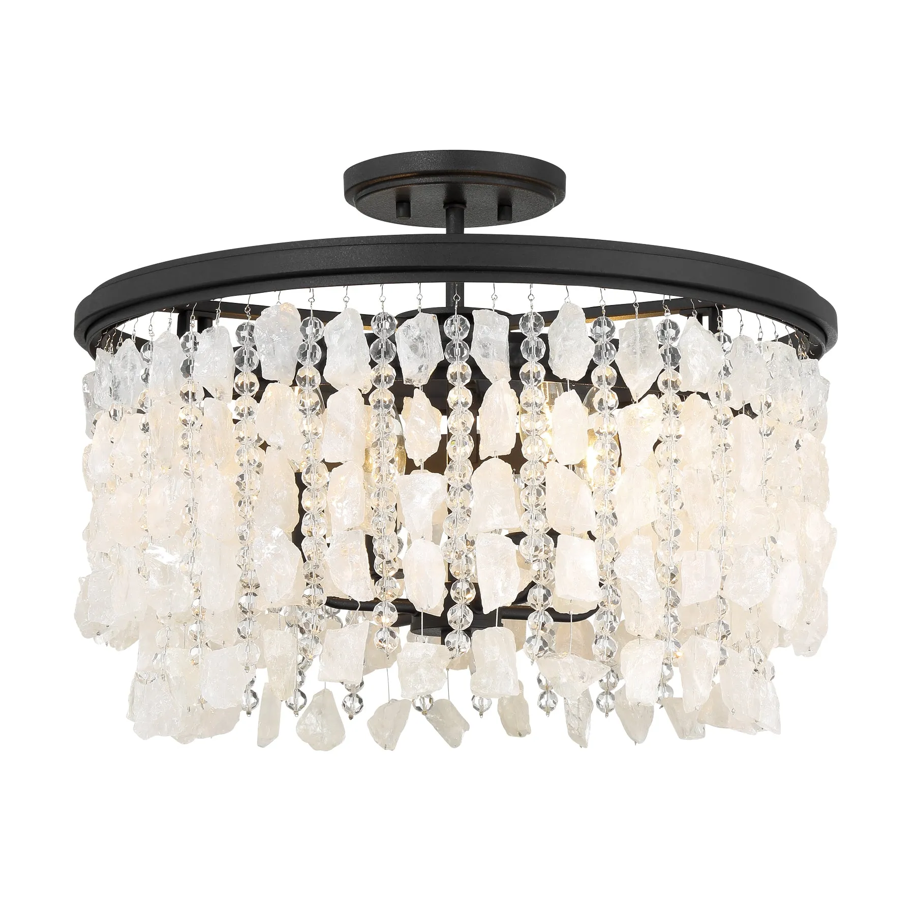 Shimmering Elegance 20" 4 Lights Semi-Flush Mount Black Finish