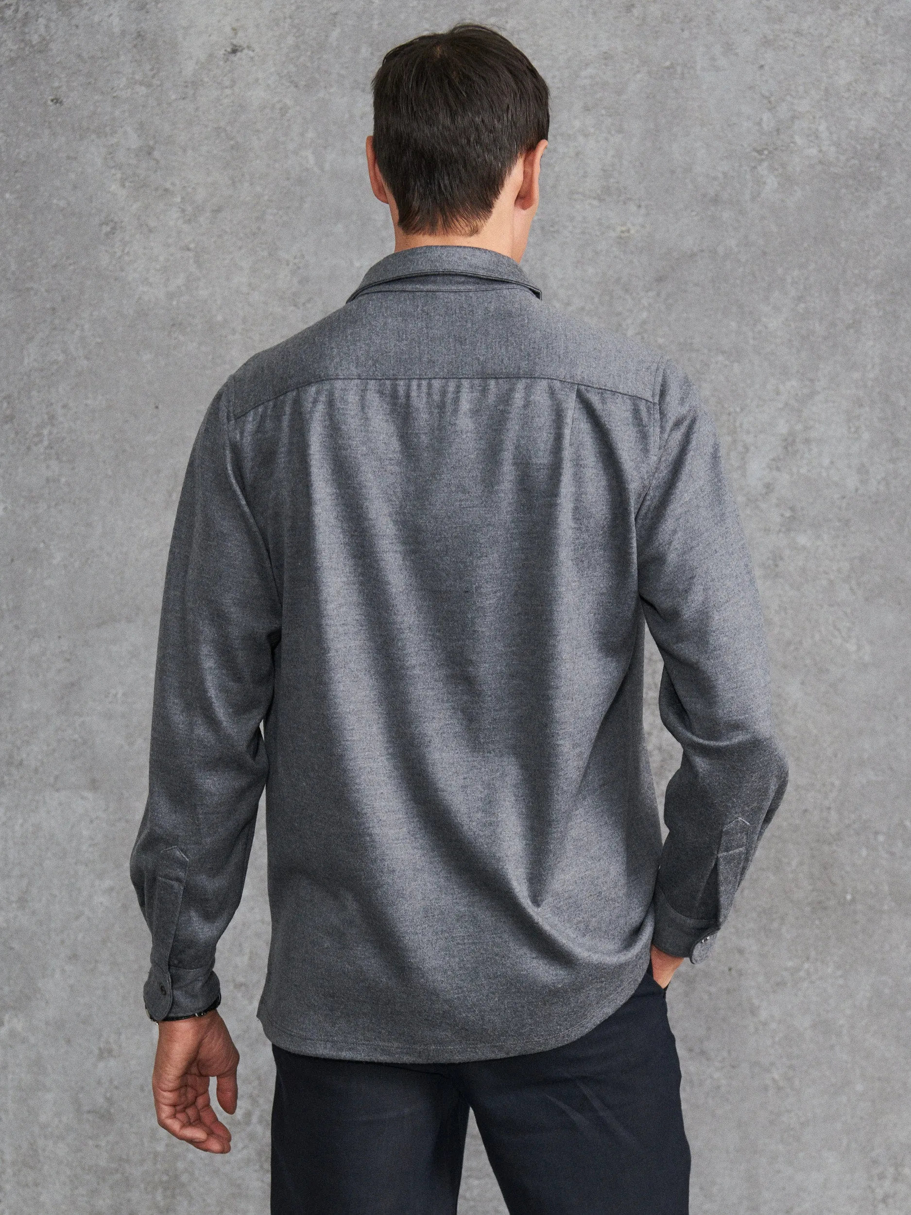 The Cashmere Jersey Shirt - Light Grey