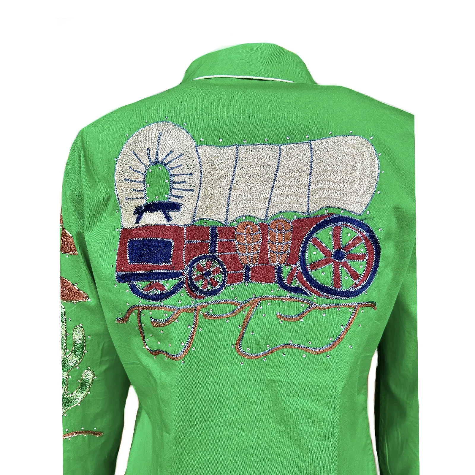 Women's Porter Wagoner Green Embroidered Western Shirt